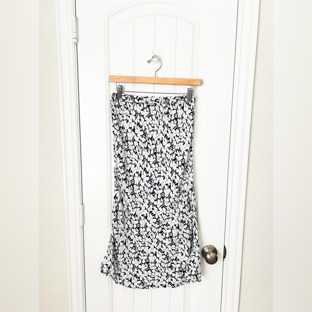 Gap Black White Floral Midi Skirt Size XS